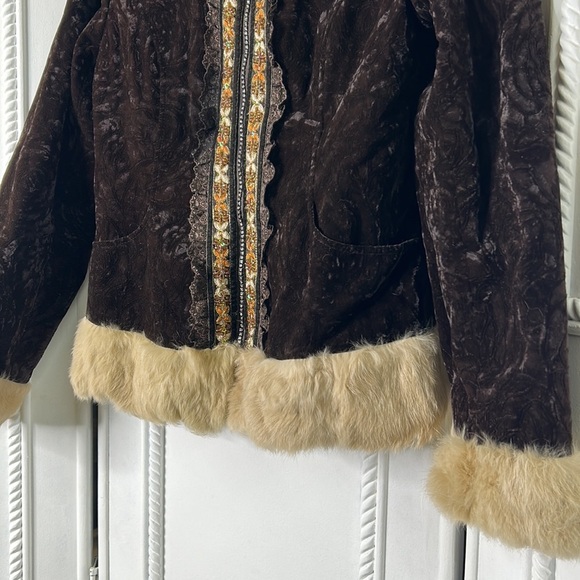 JoiMo velvet fur beaded embroidered vintage boho euro jacket - Picture 2 of 10